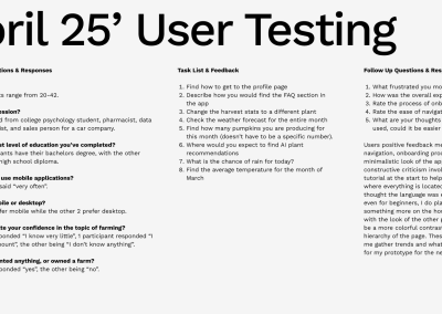 User Testing: Questions and Responses